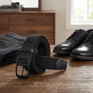 Braided Stretch Belt for Men and Women - Multicolored Woven Elastic Jean Belt Adjustable Waistband Perfect for Golf Casual Wear Fashion Accessory
