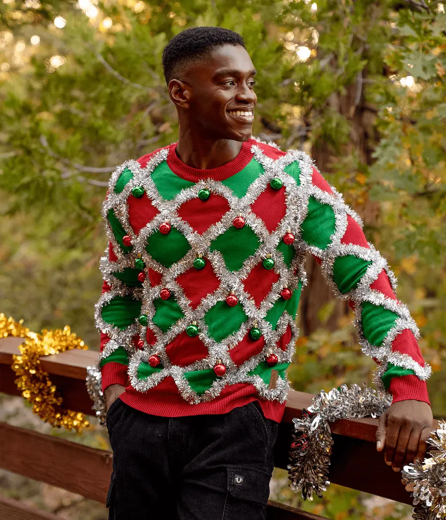 Men's Tacky Tinsel Ugly Christmas Sweater