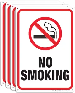 No Smoking Sign,4 Pack No Smoking Metal Reflective Signs - 12x16Inches Inches .040 Rust Free Heavy Duty Aluminum sign - UV Printed With Professional Graphics - Easy To Mount - Indoor & Outdoor use