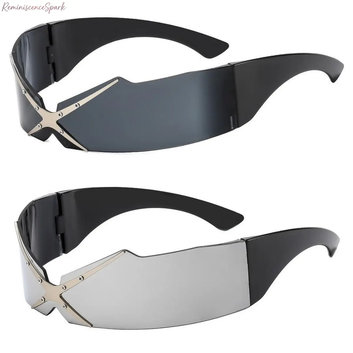 2-Pack Y2K Futuristic Wrap Around Sunglasses, Trendy Oversized Shield Sunglasses for Women Men, Punk Cyber Y2K Accessories, UV400 Protection, Ideal for Rave, Festival, Streetwear, Party, Daily Fashion