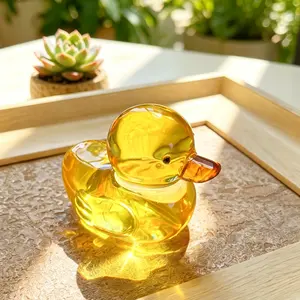 Cute little yellow duck mother duck cartoon crystal ornament home children's bedroom ornament crystal handicraft ornament