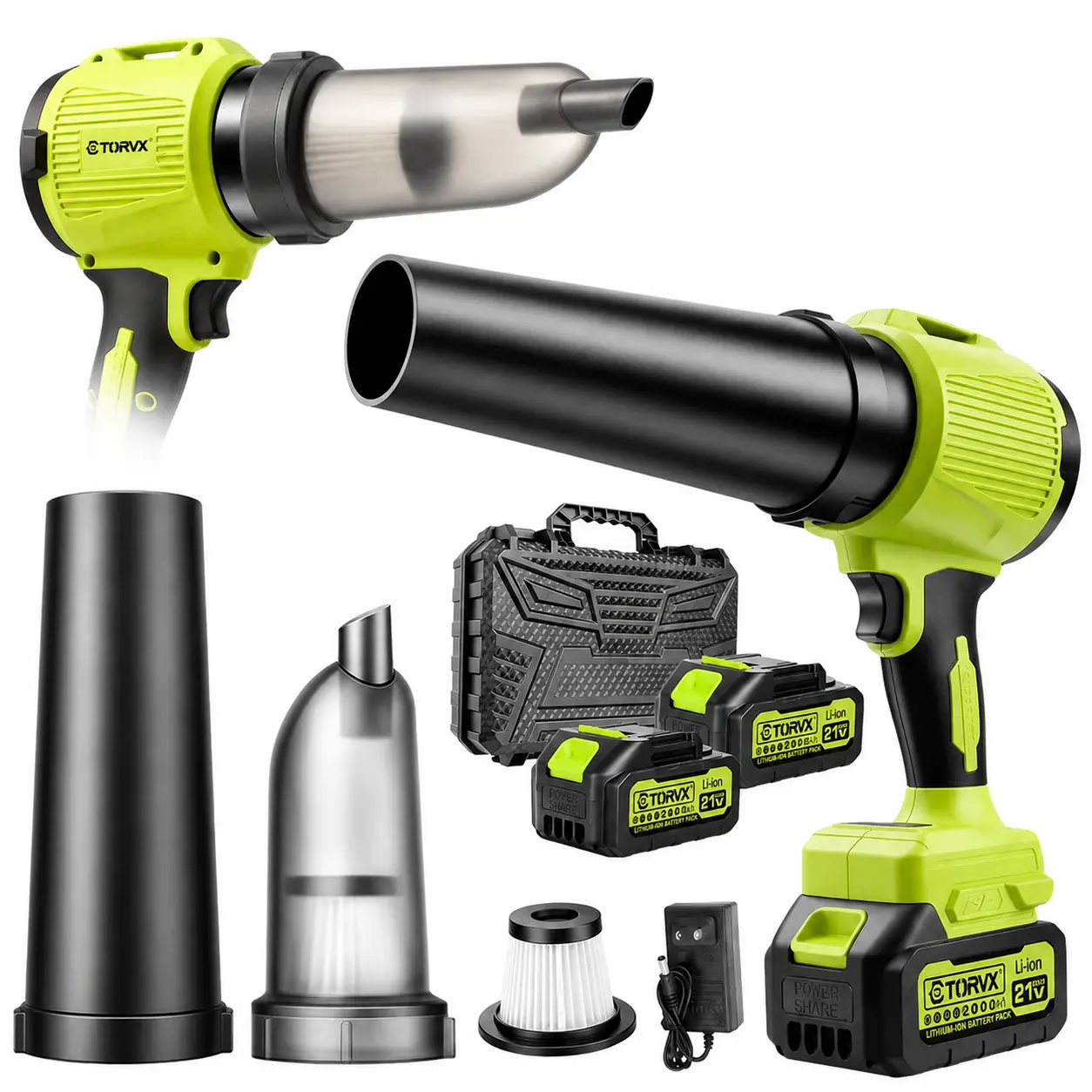 21V Pure Brushless Wireless Lightweight Leaf Blower & Vacuum Kit, Handheld Garden Tool with 3 Speed Modes, 1200g Airflow, 2x4.0Ah Lithium-Ion Batteries & Fast Charger for Patio, Yard Cleaning, Cordless Handheld Vacuum