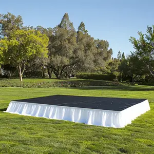 Portable Stage Skirting Polyester Shirred Pleat Stage Cover for Wedding Platform White - 16"x10ft
