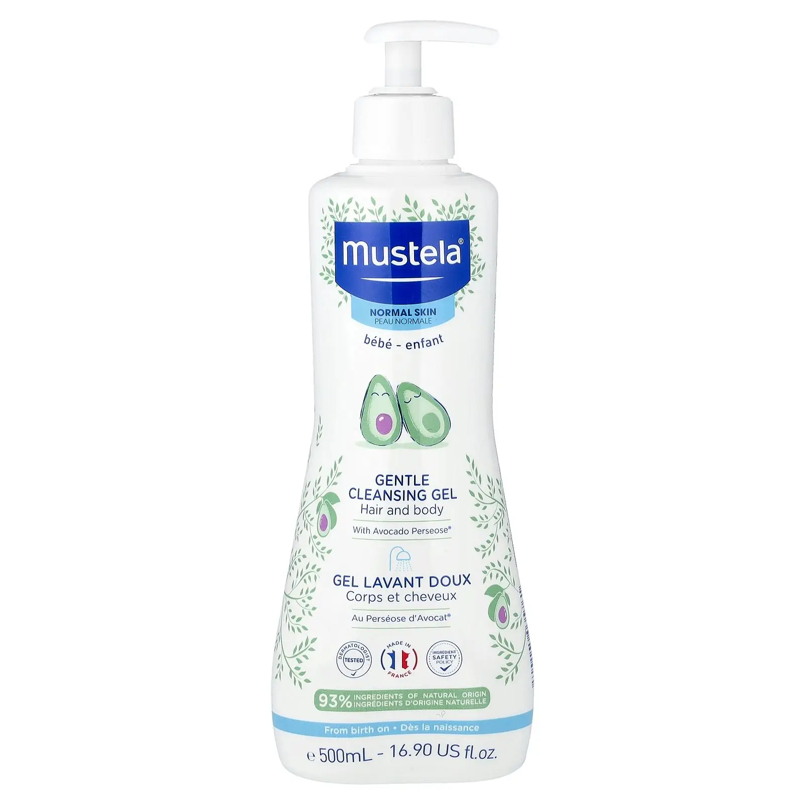 Mustela Gentle Cleansing Gel with Avocado, Hair and Body, 16.9 fl oz (500 ml)