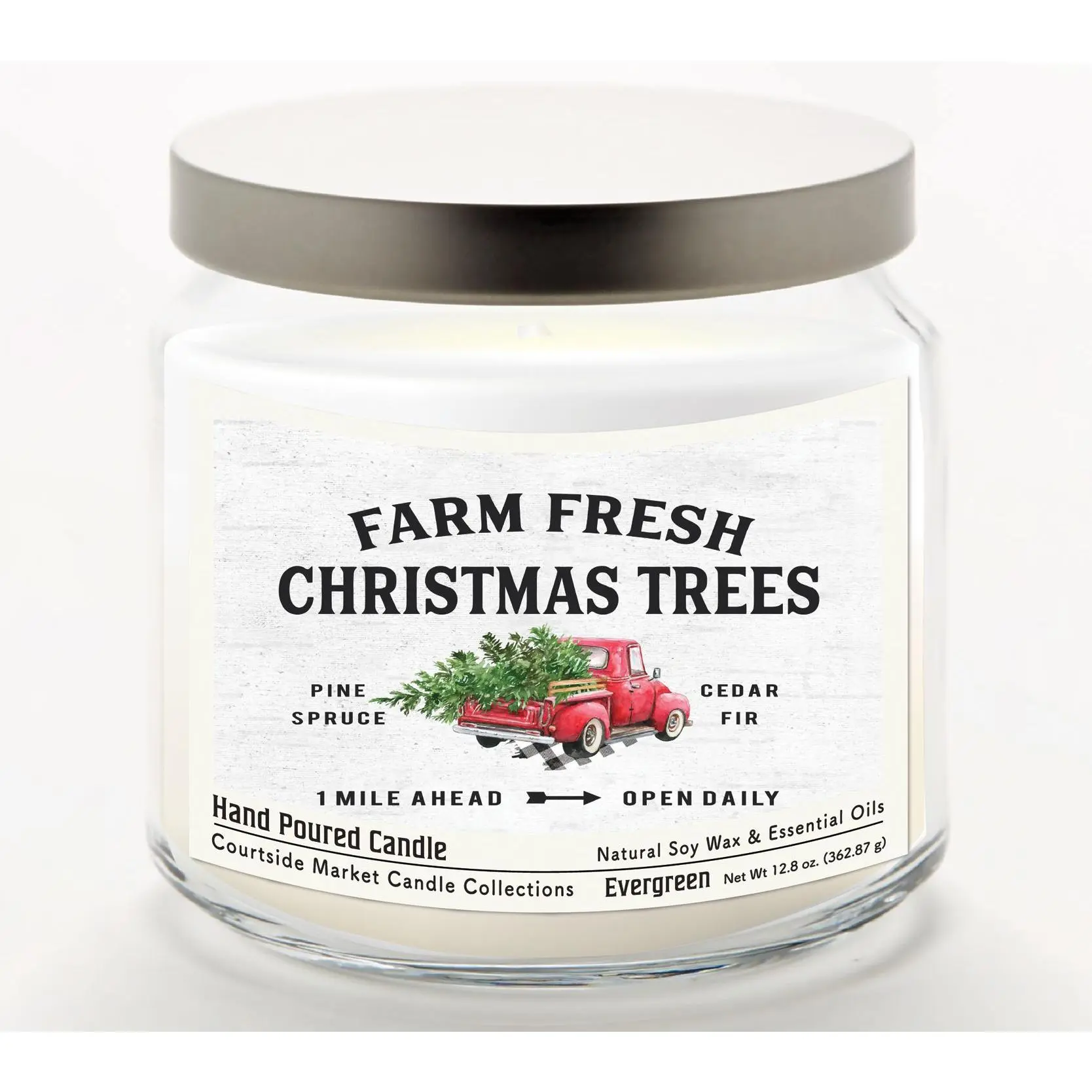 Courtside Market Fresh Farm Trees Candle Glass Jar 12.8 oz