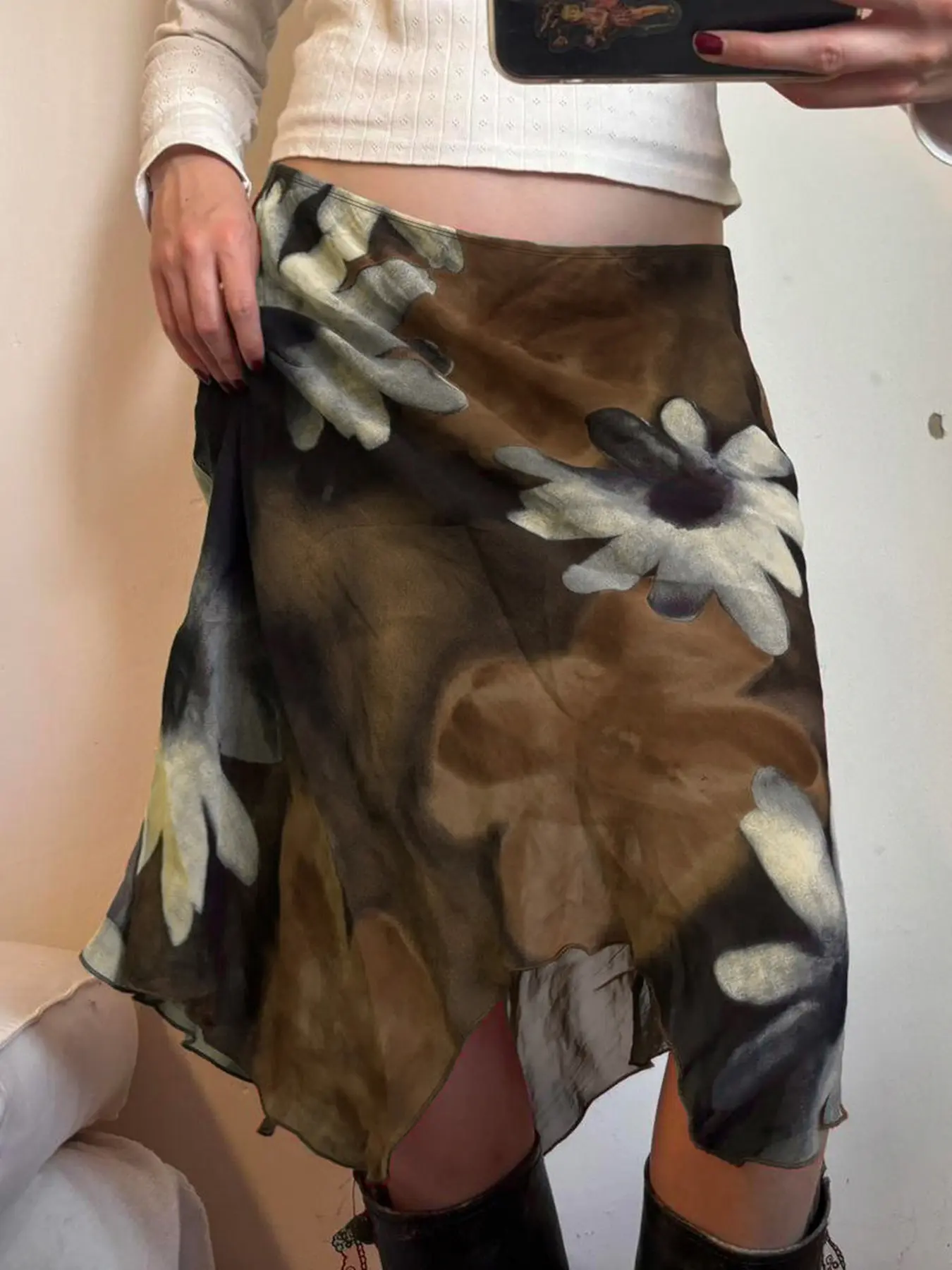 Vintage Floral Print Asymmetrical Skirt, Elegant Women's Bodycon Midi Dress, Casual Streetwear for Outdoor Dates, Casual Comfy Skirt, Vintage Skirts, Summer Skirt
