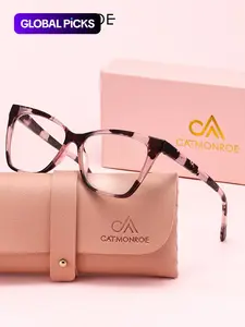 Catmonroe Unisex Leopard Print Blue Light Blocking Glasses, Square Frame, PC Lens, Casual Style, Ideal for Online Learning & Office Use