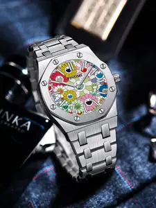 Men's Fashion Round Dial Analog Quartz Watch, Fashion Watch with Date Display Function, Trendy All-match & Exquisite Watch for Birthday Gift with Box