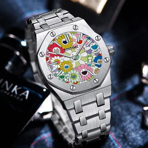 【Black Friday】Men's Fashion Octagonal Case Round Dial Analog Quartz Watch, Stainless Steel Band, Versatile Wrist Watch for Birthday Gifting with Box