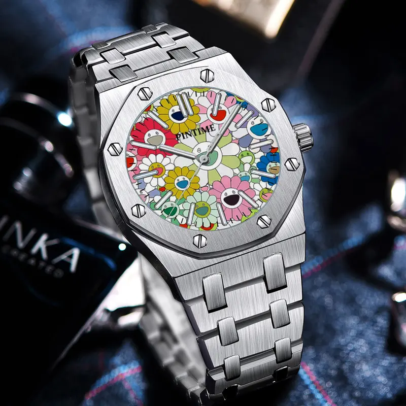 【Black Friday】Men's Fashion Octagonal Case Round Dial Analog Quartz Watch, Stainless Steel Band, Versatile Wrist Watch for Birthday Gifting with Box