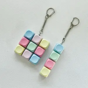 1/2Pcs Multipack Portable Mechanical Keychain Fidget Toy - Casual, Compact, Lightweight Colorful Silicone Keyboard Clicker, Durable Pocket Stress Relief Gadget for Adults, Backpack Accessory with Tactile Buttons