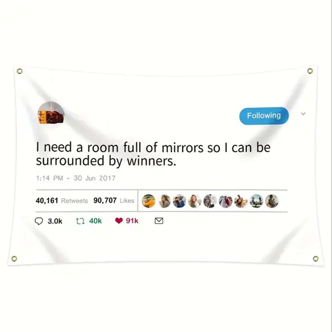 "Room Full Of Mirrors Winners" Decorative Tapestry - 3x5ft (90x150cm) Multicolor Vintage Animal Print Indoor Wall Decor, Removable Funny Hanging Banner, Machine Washable Living Room Party Decor Accessory