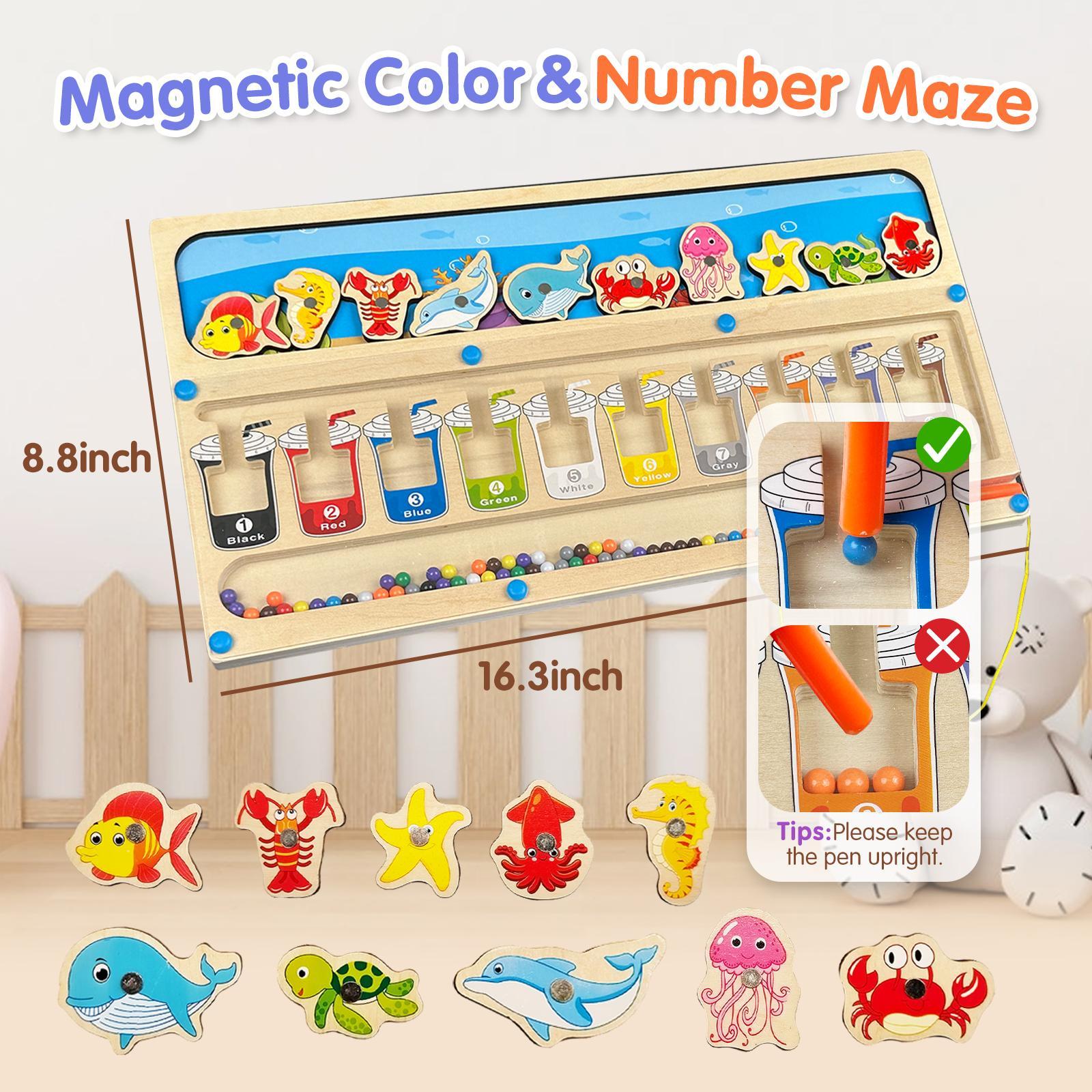 [Magic Toy] Wooden Color Matching Counting Puzzle for Toddlers Educational Fine Motor Skills Toy