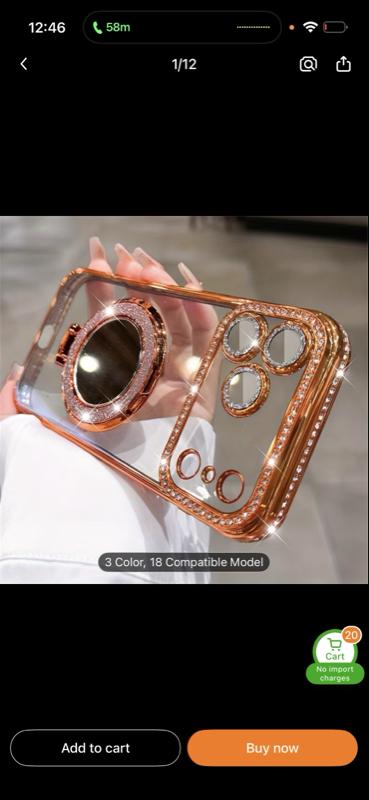 3pcs Set [1 Phone Case + 2 Screen Protectors] Creative Makeup Mirror Stand Phone Case, Suitable for Iphone 17 pro 16 promax  Air Anti-DroProtective Case, Dressing Table Accessories, Fashion Phone Accessories, Modern Phone Stand