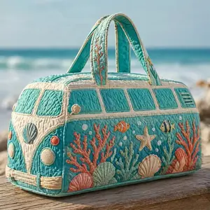 3D Ocean Print Duffle Bag, Large Capacity Beach Weekender Travel Bag with Starfish Shell Coral Design