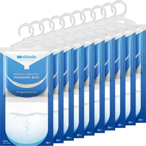 5/10 Pack Moisture Absorber Bags (9.8oz Each) - Fragrance-Free Hanging Dehumidifier for Closet, Car, Bathroom, Bedroom & Basement