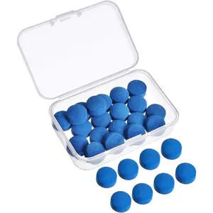 30 Pieces Billiard Pool Cue Tips 13 mm Blue Pool Stick Tips Replacement Kit with Storage Box for Snooker Supplies