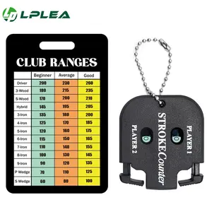 Portable Golf Stroke Counter & Golf Club Range Chart Card Set, 2 Player Mini Score Keeper with Hanging Rope, Credit Card Size Yardage Card for Golf Training, Competitions & All Skill Levels