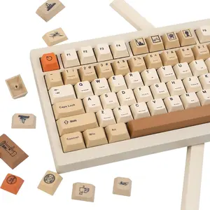 Stamp-themed Keycaps, Light Yellow Custom Keycaps (143 Keys) – CherryProfile Full-Size Keycap Set for 61/68/84/87/98/100-Key Cherry MX Mechanical Gaming Keyboards summervibes