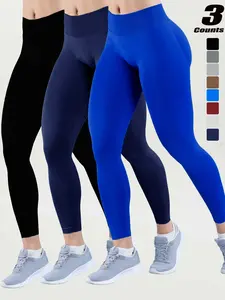Women's High-Waisted Seamless Yoga Pants, Sporty Design, All-Season Wear, Plain Pattern, No Drop Crotch Feature, Ideal for Fitness & Gym