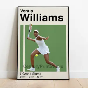 Venus Williams Inspired Poster, 16 X 24 Tennis Minimalist, MidCentury Modern Print, Wall Art Digital Download 45755 361
