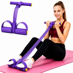 2026 NEW Manual Tension Training Pedal Resistance Band - 6-Tube Eco-Friendly Natural Latex Yoga Stretcher, Adjustable Multifunctional Elastic Tool for Home Gym Arm & Waist Training, Suitable for Adults,