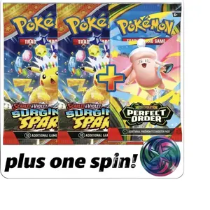 Pokemon Bundle Deal + Bonus Spin 2 Surging Sparks Packs 1 Perfect Order Pack and a wheel spin