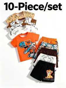 Boys Spider Animal Print Short Sleeve Shorts Set, Comfortable Casual Fashion Kids Clothes, Ideal for Outdoor Daily Wear, Gift for Boys Aged 3 Months-3 Years, Clothing Sets