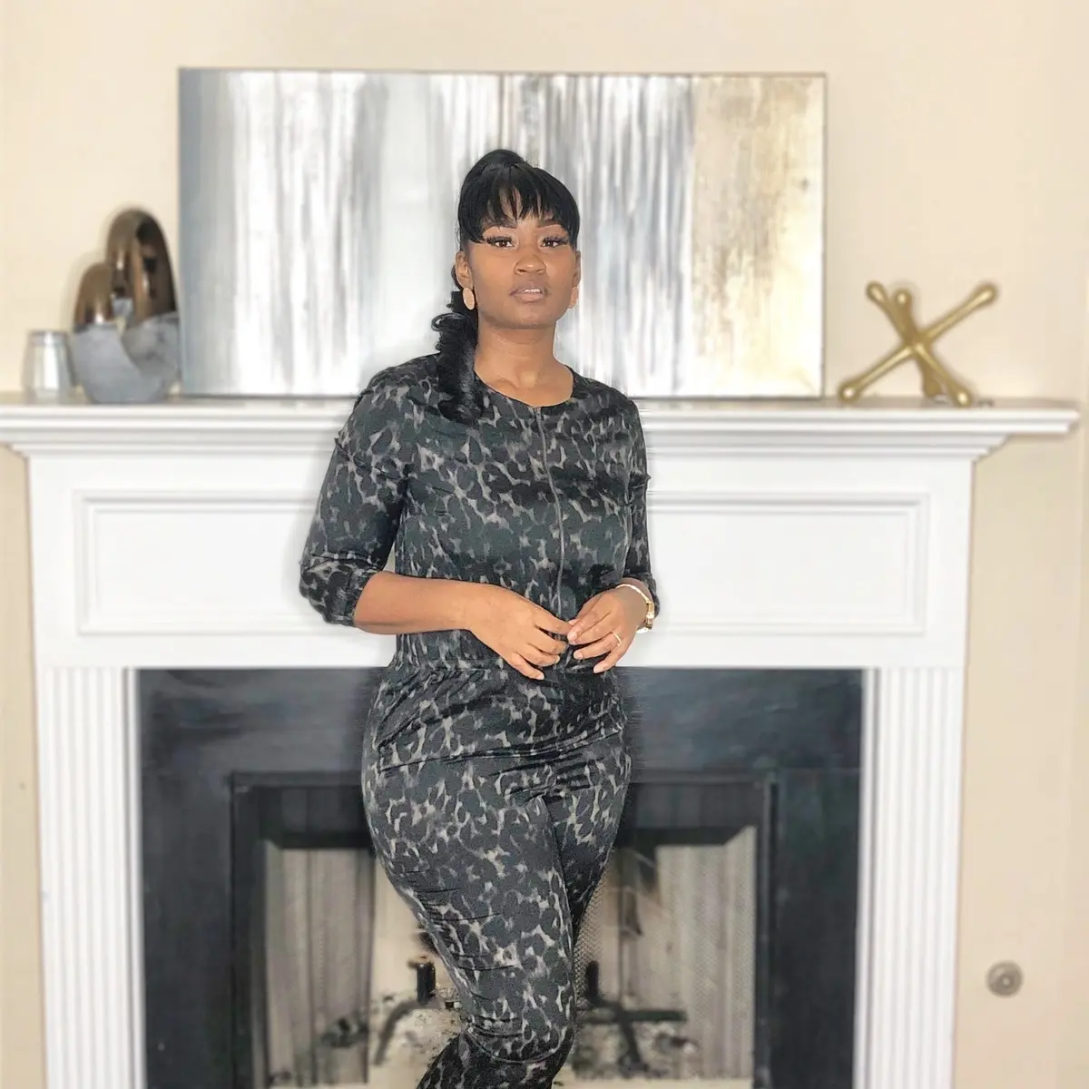 The Serengeti Siren: Dark Black Leopard Jumpsuit