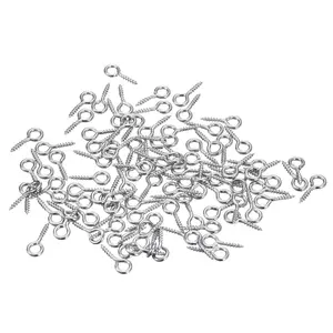 100 count Eye Screws, 304 Stainless Steel 12x5mm Small Self Tapping Screw Hooks Ring Mini Eye Pins for DIY Handwork Wooden Clay Pendants Cork Bottles,