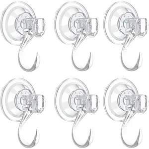 6 Pack Suction Cup Wreath Hanger,Large Clear  Wreath Heavy-Duty Hook 22 LB Removable  Window Glass Door Suction Cup Wreath Holder Use for Halloween Christmas Wreaths Decorations