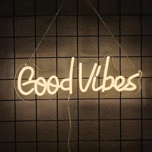 Good VibesNeon Sign , Boho  Light for Wall Decor, Living Room, Wedding, Engagement Party, USB Powered