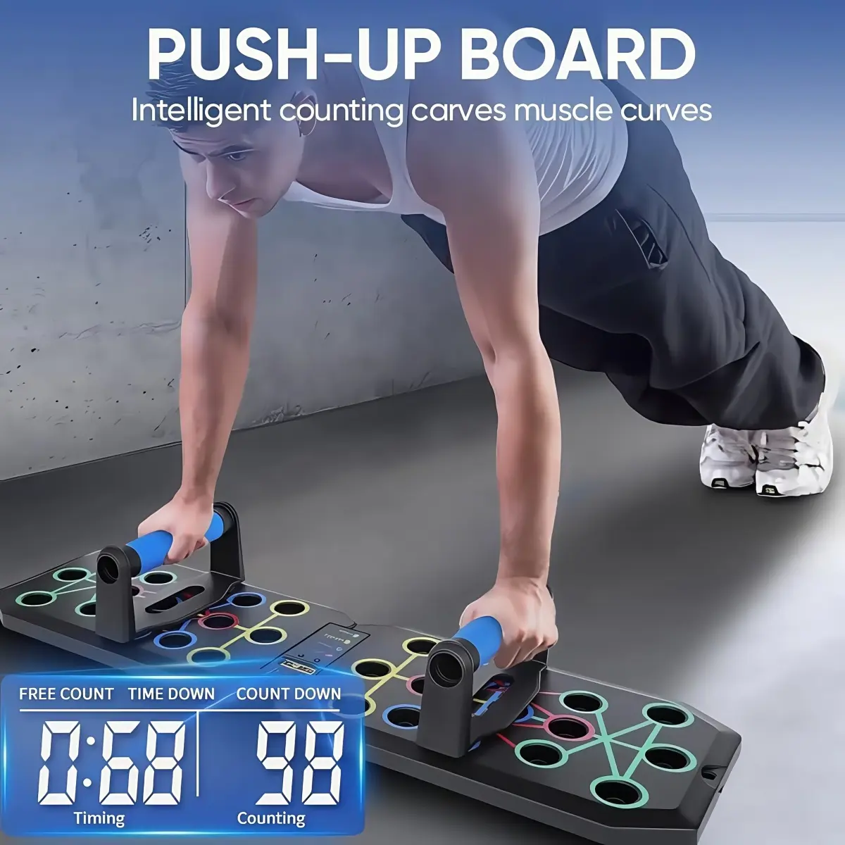 Push Up Board, Foldable 10 in 1 Push Up Bar with Resistance Bands,Portable Multi-Function Push