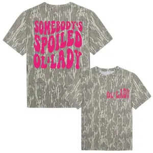 Ol' Lady Camo T-Shirt, Vintage Mossy Oak Bottomland Style Tee, Hunting Wife Gift, Country Girl Camo Shirt, Outdoor Lifestyle Apparel, Retro Camo Top, Women's Casual Camouflage Tee