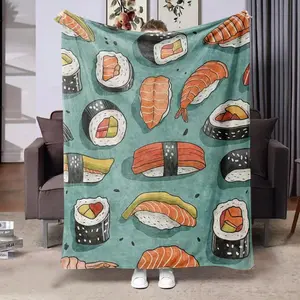 Sushi Pattern Blanket, 1 Count Soft Comfortable Warm Throw, Air-conditioned Room Blanket, Warm Nap Blanket for Home & Office & Travel