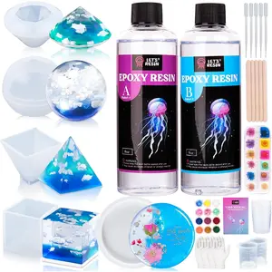 Epoxy Resin Kits and Molds Complete Set, 16oz Resin Art Kit with Silicone Molds, Pigment, Dried Flowers, Crafts for Adults Beginners, Art Supplies for DIY Lovers, DIY Gift for Women
