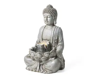 Glitzhome 23.25"H Zen Style Meditating Buddha Statue Fountain