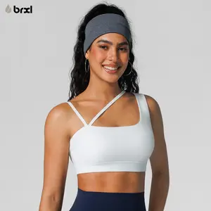 BRXL【Discount for live】Asymmetric Single Strap Sports Bra - Sexy Black Workout Top with High Neck & Crisscross Back​-brxl-2