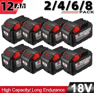 【For Milwaukee】M18 1&2&4Pack 12.0Ah 18V Replacement Battery for milwaukee Replacing batteries with electric tools M-18 Battery Pack Compatible with M-18 12.0Ah Lithium Battery 48-11-1890,48-11-1850, 48-11-1828, Cordless Tools milwaukee battery