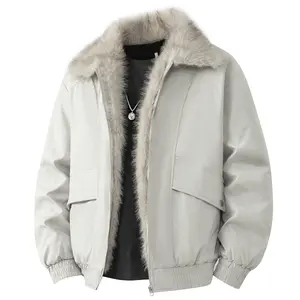 Men's New Trendy Cotton Jacket Casual Loose Street Collared Coat for Everyday Wear Comfortable Stylish Versatile Design in Black & Beige Long Sleeve Plain Menswear - Tops