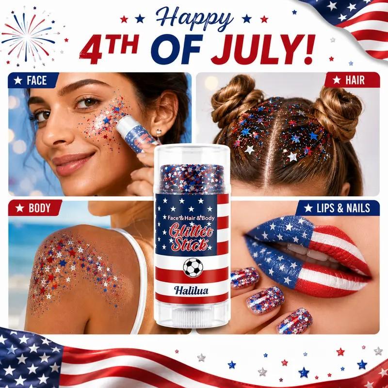 4th of July Glitter Stick | Red, White & Blue Body & Hair Sparkle for Independence Day Party, Festival & Fun Holiday Look 4th of July Glitter Stick | Red, White & Blue Body & Hair Sparkle for Independence Day Party, Festival & Fun Holiday Look