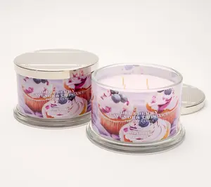 HomeWorx by Slatkin + Co. S/2 18oz Blueberry Lave Cupcake Candles HomeWorx by Slatkin + Co. S/2 18oz Blueberry Lave Cupcake Candles