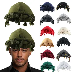 Turban for Men Turban Halo Silk Satin Lined Hat for Women Durag Head Wraps Cap with Tassel Elastic Pre-Tie Waves Braids