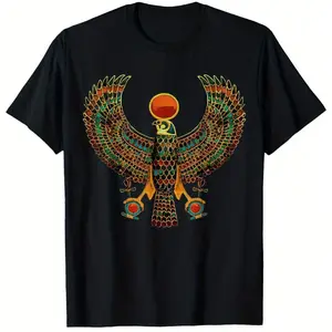 Horus Ancient Egyptian Falcon HieroglyphicsTT-shirt Casual Short-Sleeve classic cotton tee cotton menswear Men's T-Shirts comfort wear graphic tees graphic tees Washable for All Seasons 200g 100% Cotton Sizes S to XXXL