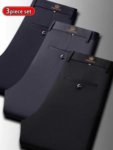 Men's Loose Straight Leg Elastic Formal Pants, Anti-Wrinkle Comfortable Business Trousers for Formal and Casual Occasions