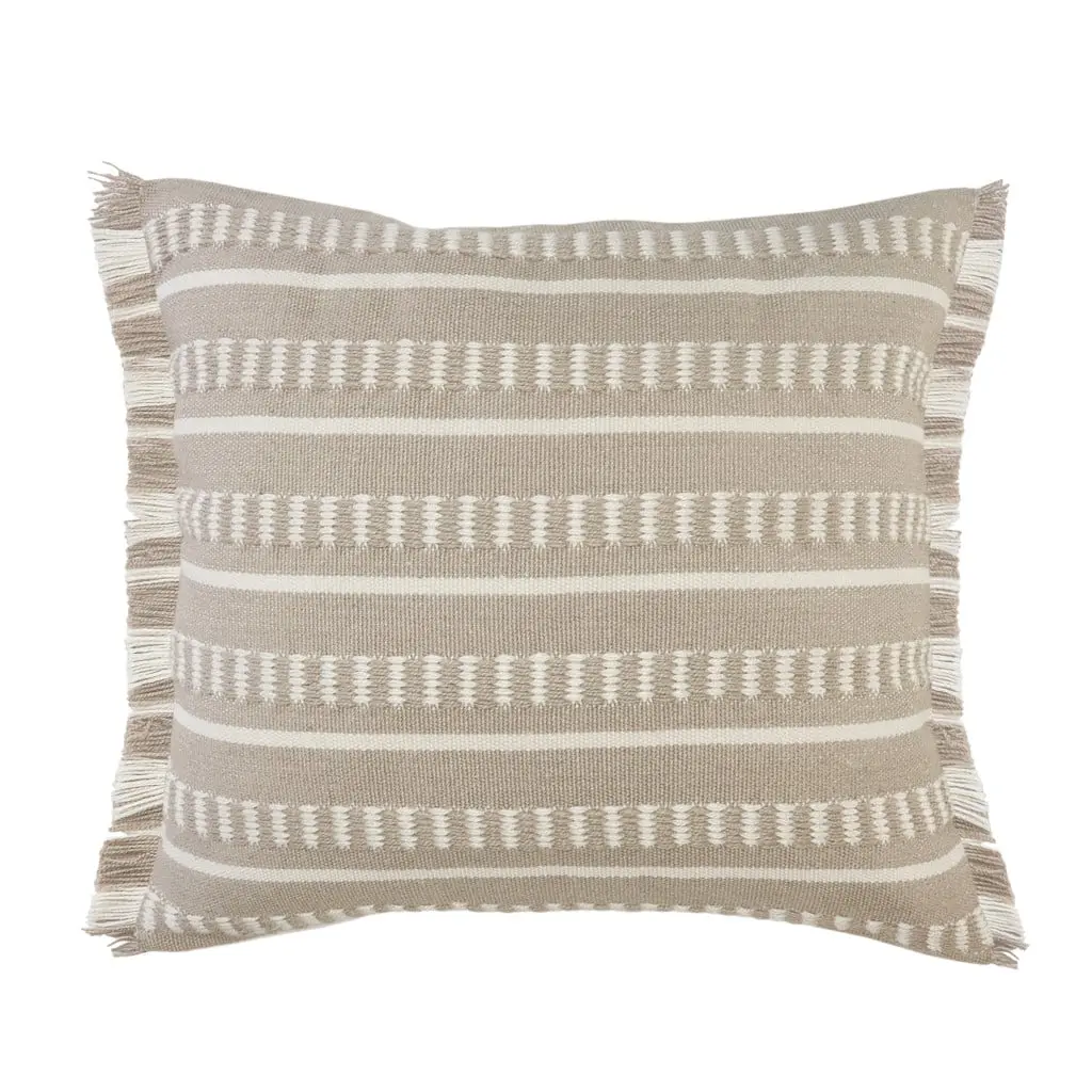 HomeRoots 517785 Tan Zippered Coastal Throw Pillow, 4x24x24 in, Indoor & Outdoor Use, 24 Inch Standard Pillows, Cushions For Outdoor Furniture, Durable Cushions