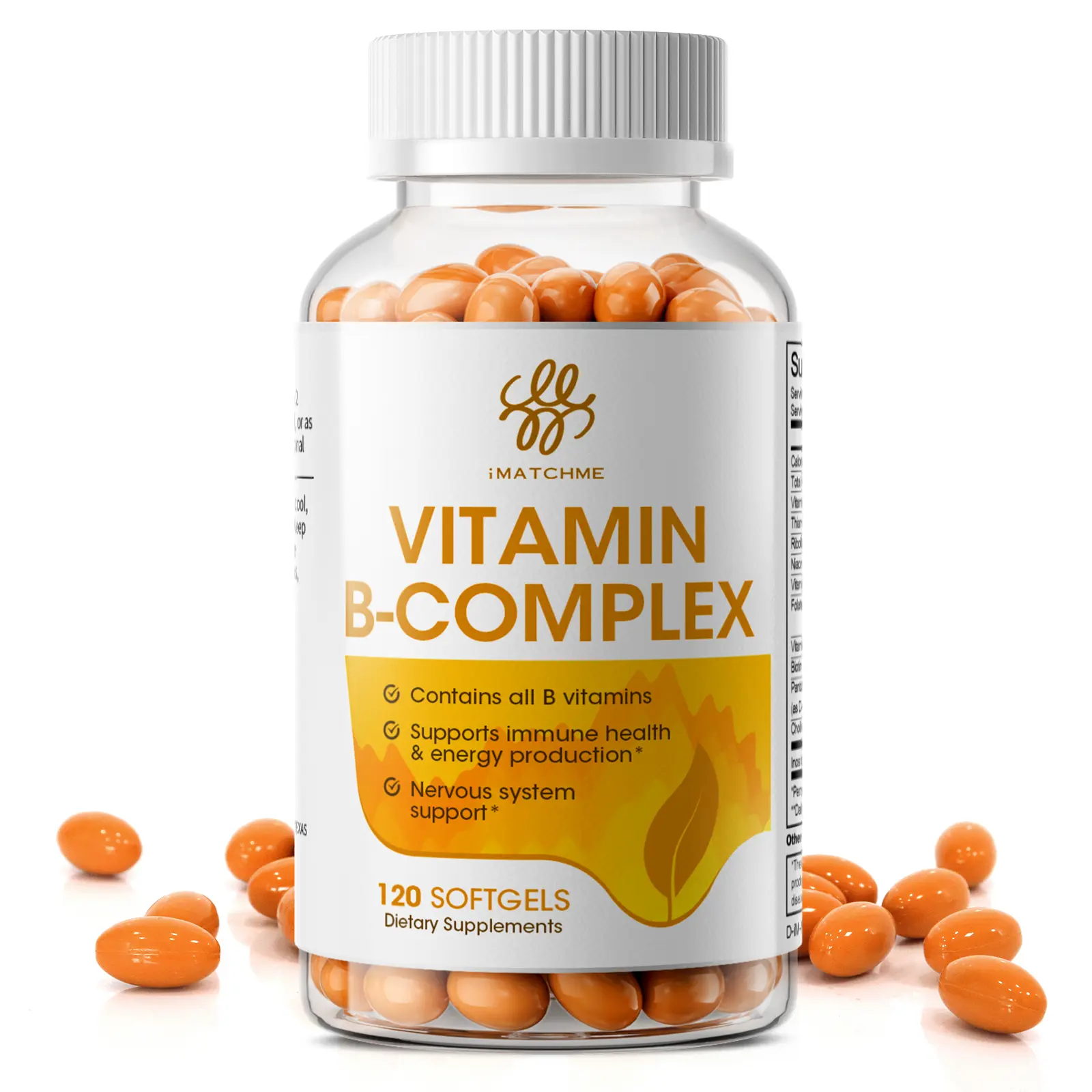Vitamin B Complex Capsules, with Vitamin B1, B2, B3, B6,B12 Dietary Supplement