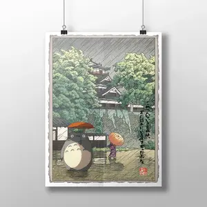 Totoro in the Rain Hayao Miyazaki’S Fairy Tales, My Neighbor Totoro Unframed Poster, Studio Ghibli Movie Poster, Anime Art Print, Japanese Style Art Print Home Decor