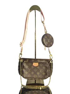 Pre-owned Louis Vuitton France Crossbody Bags Multi Pochette Monogram Crossbody Bag with pink strap