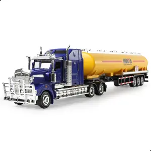 1/50 Scale Long-Nose Tanker Semi Truck with Fuel Tank Trailer Die-Cast Alloy Model – American Heavy Duty Petroleum Hauler, Collectible Truck Gift for Adults